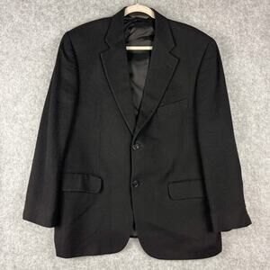 Loro Piana Jack Victor Blazer Sport Coat Mens 42S Black Worsted Camelhair Italy